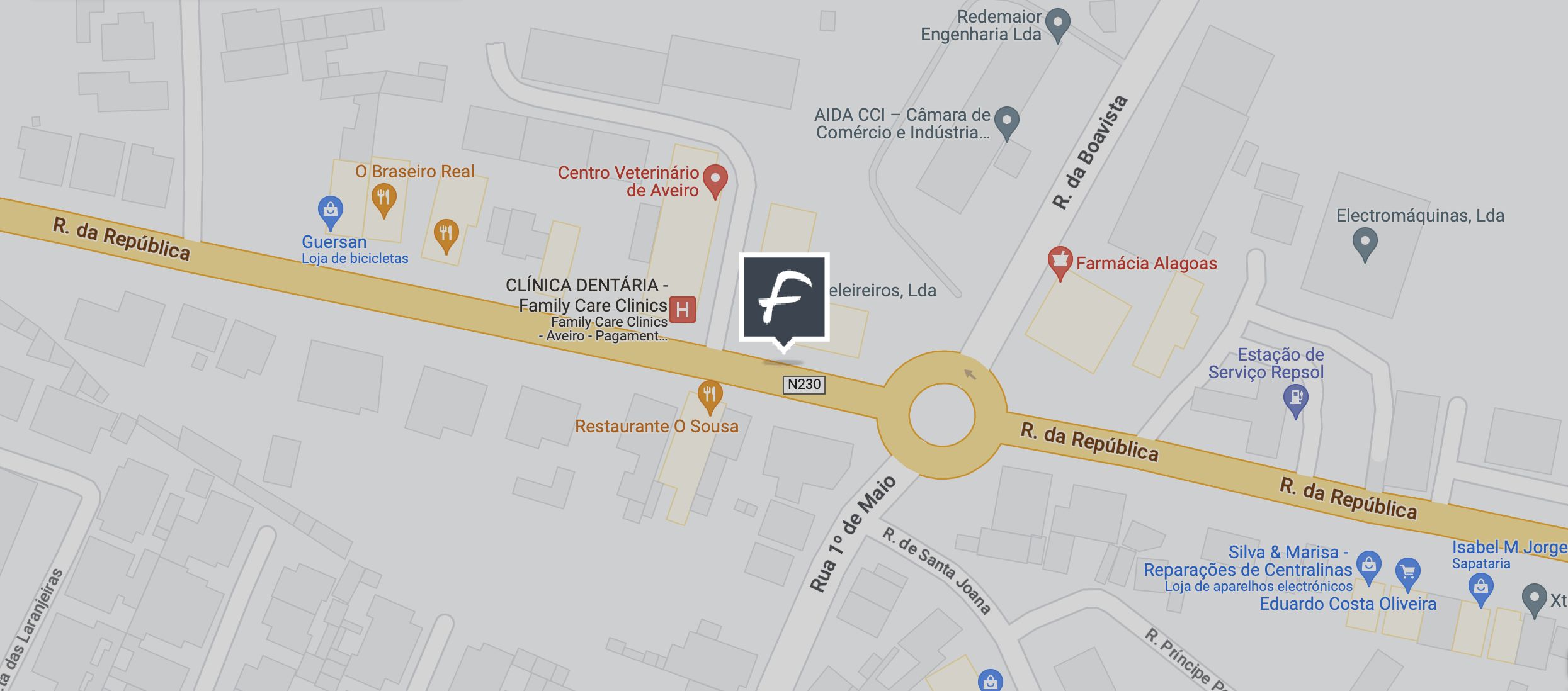 Mapa: Félix Cabeleireiros na Rua da República, Alagoas de Esgueira